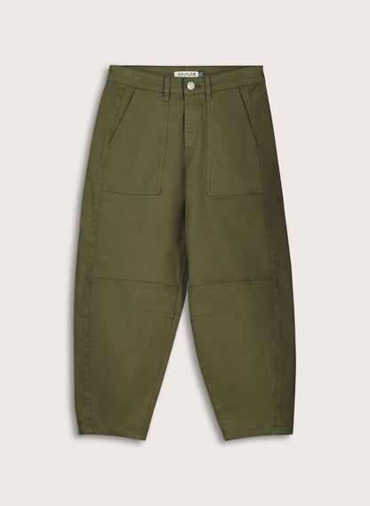 Amelia Organic Cotton Barrel Leg Cargo Trousers